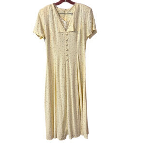 Vintage Yellow Dress JODY  California 70s Boho Prairie Country Wedding Size 7